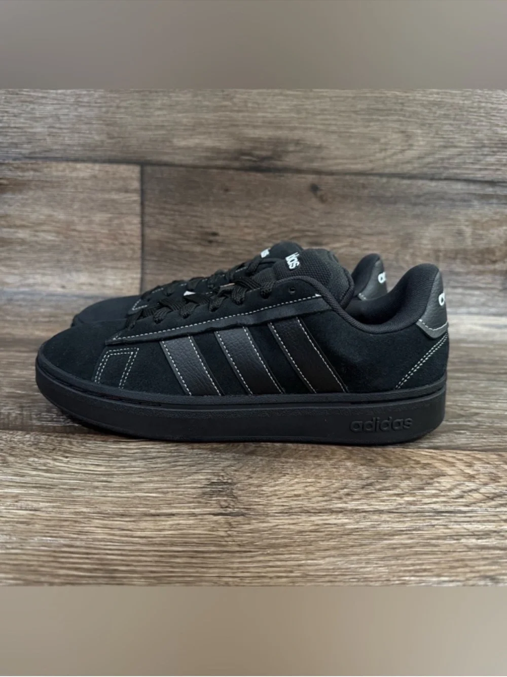 Adidas‎ Grand Court Alpha Mens Sneakers Black White Gum Suede Low Top Sz 11.5